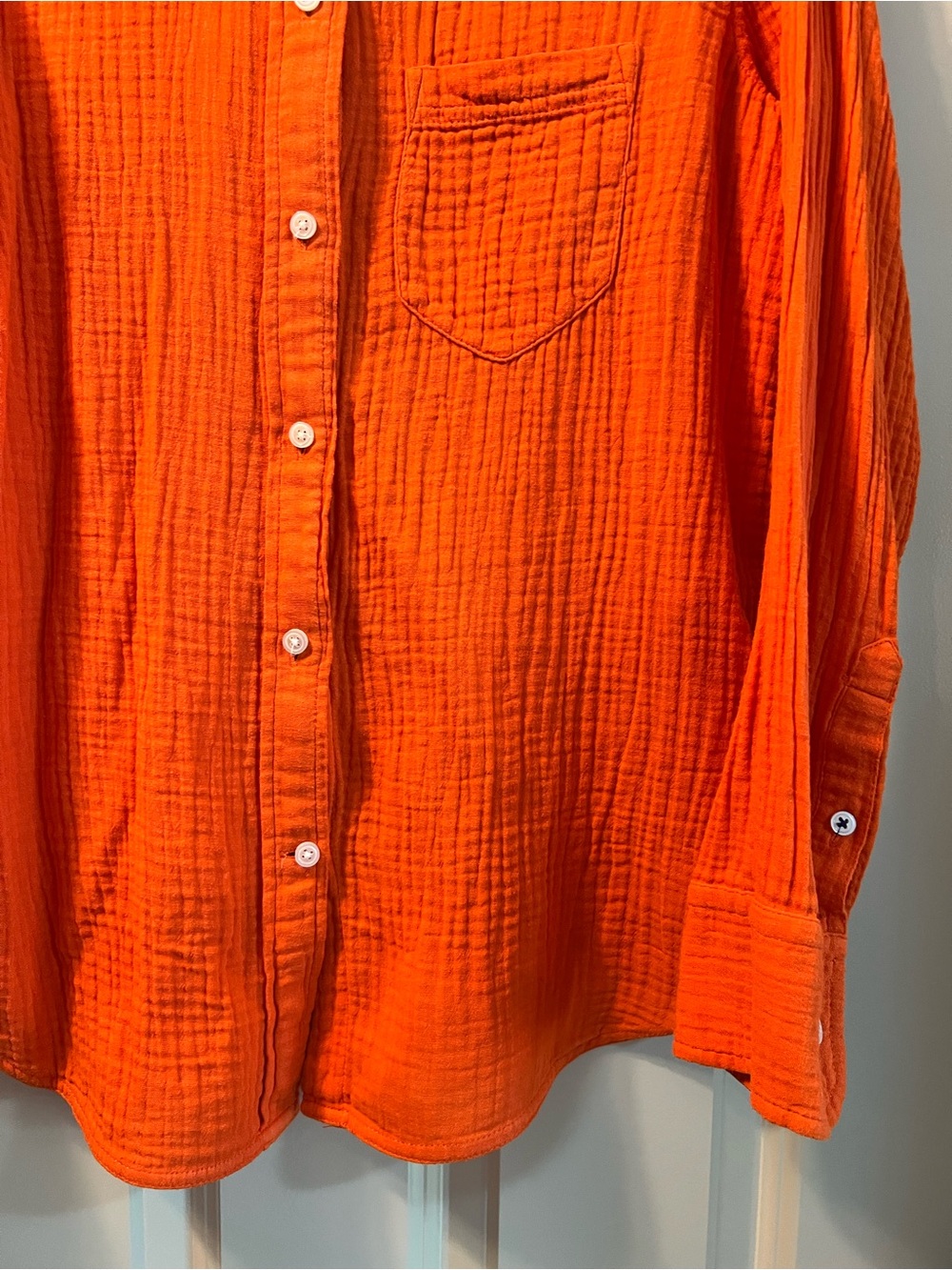 J.Crew Classic Bright Orange Double-Gauze Button-Up / Size 6 - Picture 10 of 14